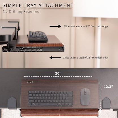 VIVO Large Keyboard Tray Under Desk Pull Out with Extra Sturdy C Clamp Mount System, 27 (33 Including Clamps) x 11 Inch Slide-Out Platform Computer Drawer for Typing, Black, MOUNT-KB05E