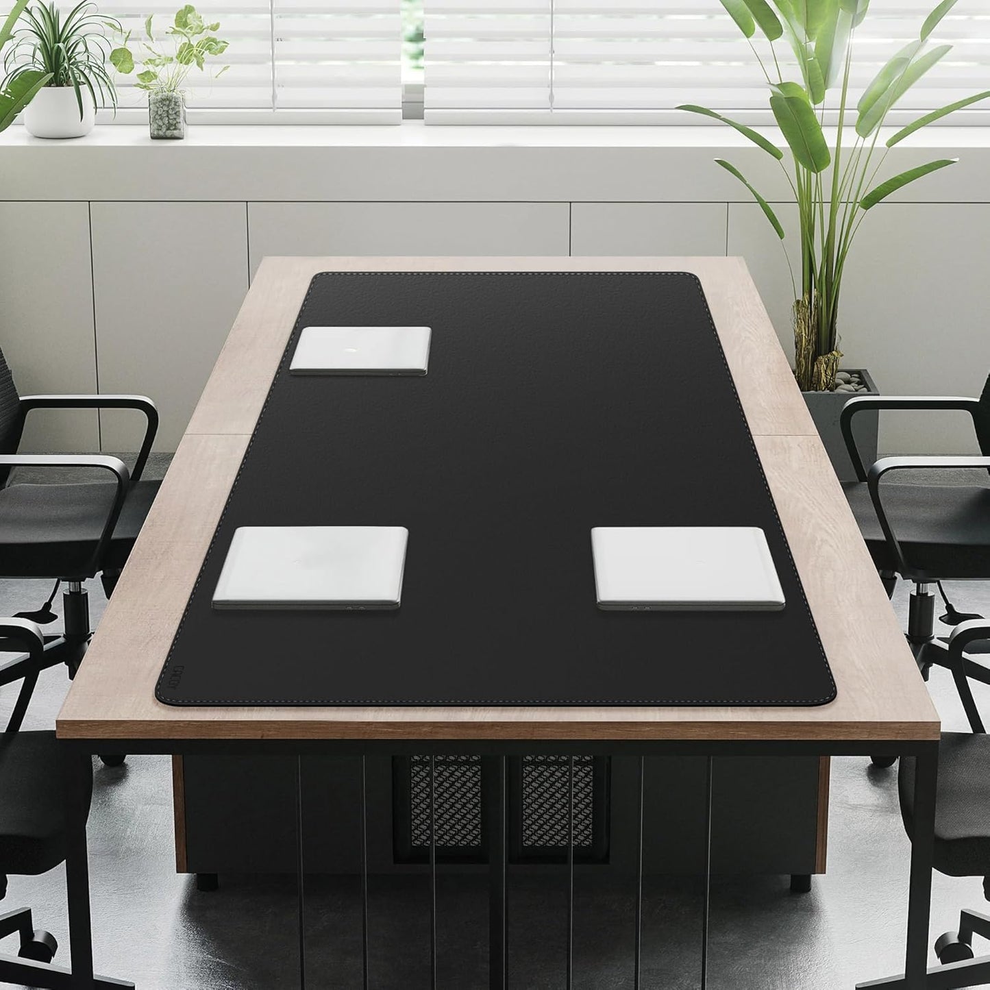 Cacoy 36" x 20" Leather Desk Mat for Home Office, Extra Large PU Leather Desk Pad Blotters, Waterproof Computer Keyboard Mat, Extended Gaming Mouse Pad, Desk Protector for Desktop and PC Laptop, Black