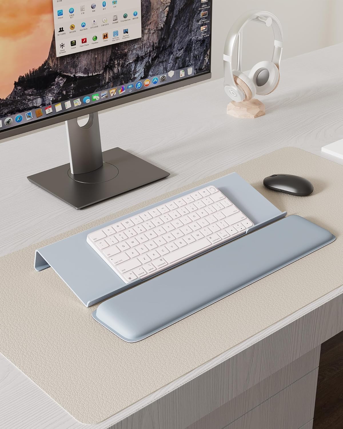 Laborio Computer Keyboard Stand for Desktop, Keyboard Riser Wrist Rest Holder for Easy Typing, Office Desk, Home, School Accessories(Coffee)