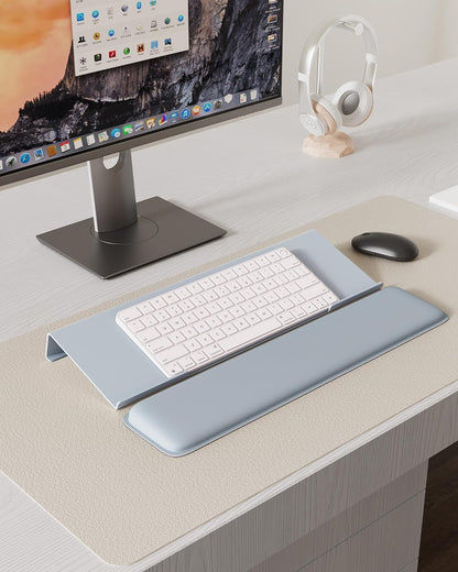 Laborio Computer Keyboard Stand for Desktop, Keyboard Riser Wrist Rest Holder for Easy Typing, Office Desk, Home, School Accessories(Coffee)