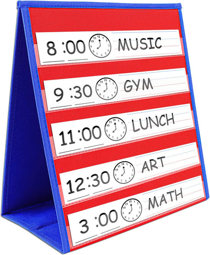 EAMAY Magnetic Desktop Tabletop Stands Pocket Chart Foldable Small Dry Erase Board Classroom Tool for Kids Education (12W*15L, Magnetic)