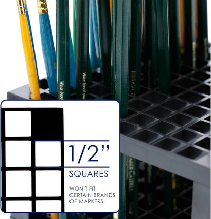 U.S. Art Supply Plastic Artist Round 50 Hole Paint Brush Holder and Organizer - Rack Holds Paintbrushes, Makeup Cosmetic Brushes, Pencils, Pens, Markers, Art Tools, Desk Stand - Students, Teachers
