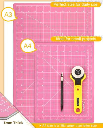 Density-upgraded 18"x12" Self Healing Cutting Mat, Idemeet Rotary Sewing Mat for Crafts, 5-Ply Blade Table Protector Cut Board for Fabric Leather Cutting Quilting Modeling Hobby Project, A3, Black