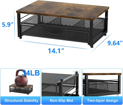 gianotter Computer Monitor Stand Riser, office organizer with Drawer, Office Organizers Storage for Classroom Office Supplies (Wood)