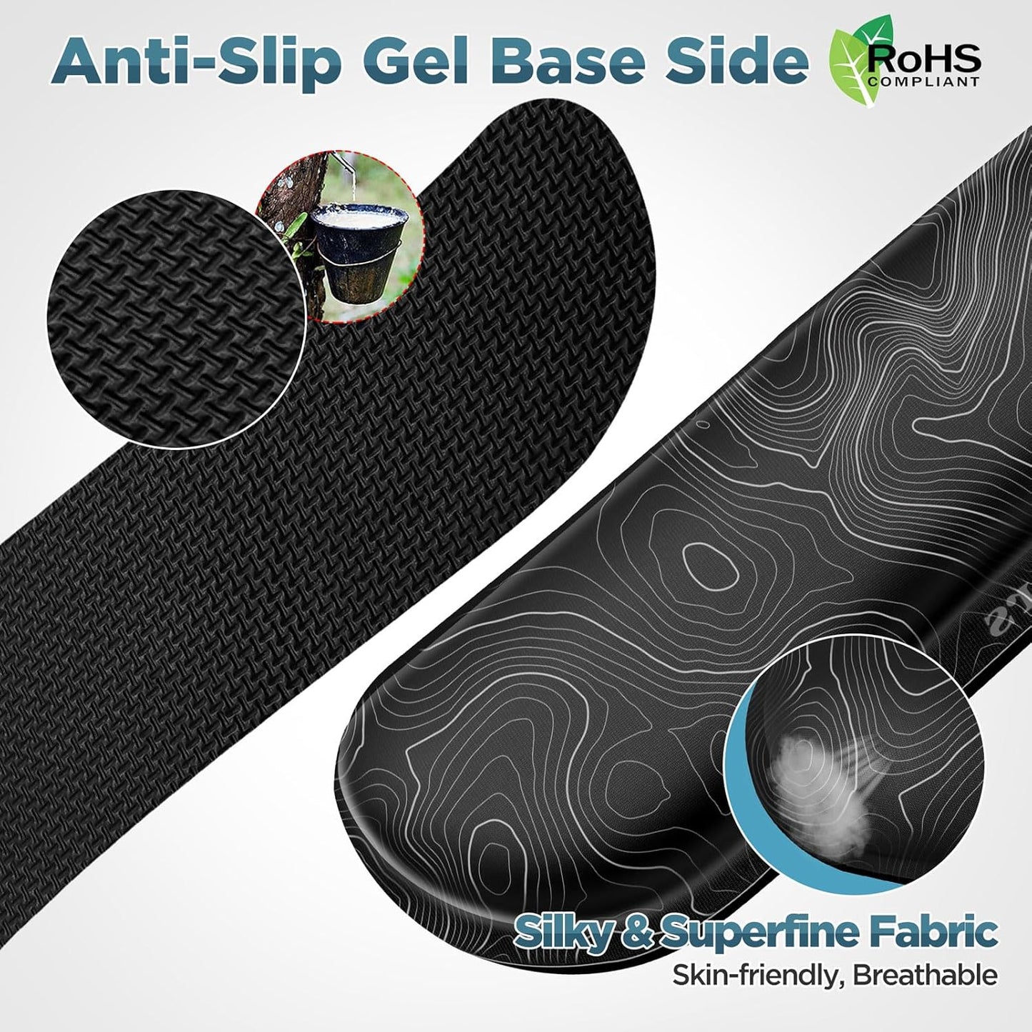 Gimars Upgrade Enlarge Silky and Superfine Fabric Gel Memory Foam Keyboard Wrist Rest Set, Ergonomic Keyboard Mouse Wrist Support for Typing Pain Relief, Comfort for Office, Gaming, Computer, Black