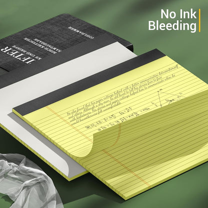 5 Pack Wide Legal Pads 11" x 9.5" Landscape Pink Purple Blue Green Yellow College Ruled Note Pad Narrow Ruled 30 Sheets per Notepad Perforated Writing Paper Thick Backboard Horizontal Pads of Paper
