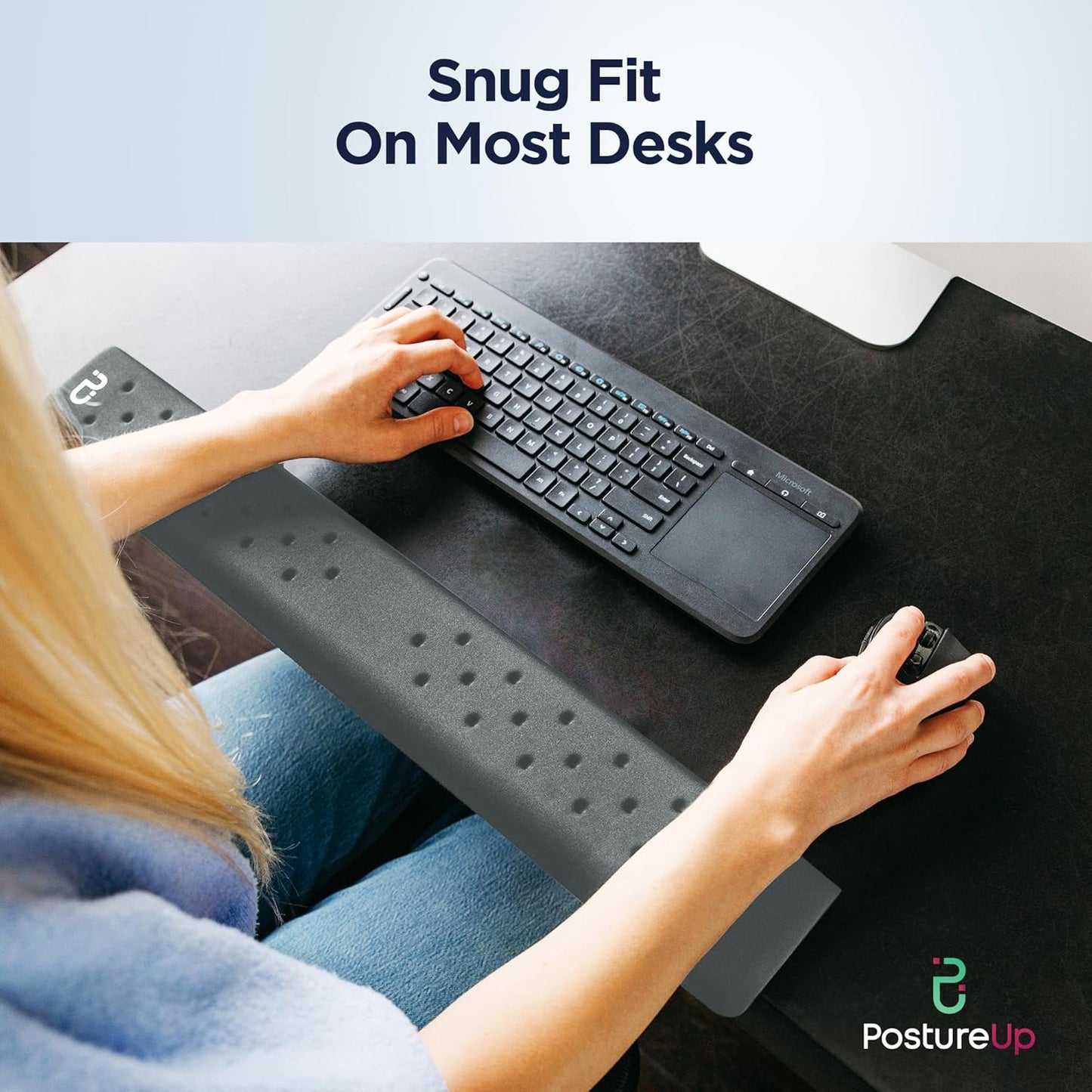 EdgeRest PostureUp L-Shaped Desk Long Wrist Rest Elbow, Forearm & Wrist Comfort Support for Table or Desk Edge, Non-Slip, Memory Foam Padding, Ergonomic Design for Work, Universal Fit, Black
