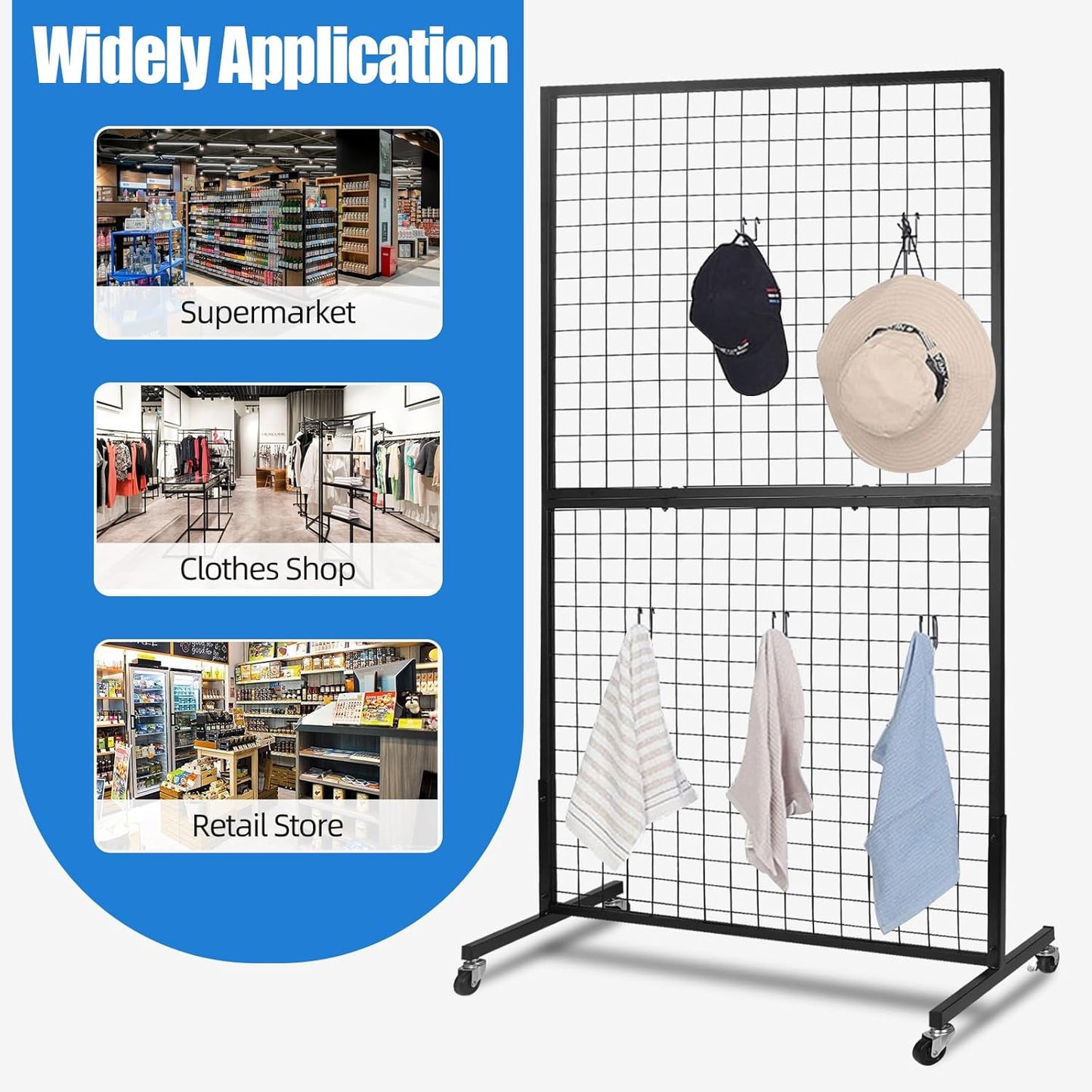 NectaCol Grid Wall Panels, 2 Packs 2'x 6' Gridwall Panels Tower with T-Base, Black Wire Grid Wall Display Rack, Craft Show Display Rack, Art Gridwall Display Stand