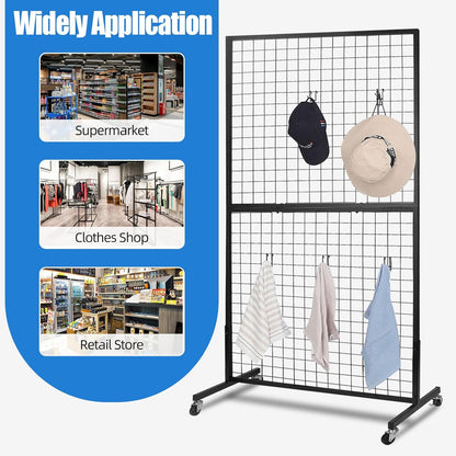 NectaCol Grid Wall Panels, 2 Packs 2'x 6' Gridwall Panels Tower with T-Base, Black Wire Grid Wall Display Rack, Craft Show Display Rack, Art Gridwall Display Stand