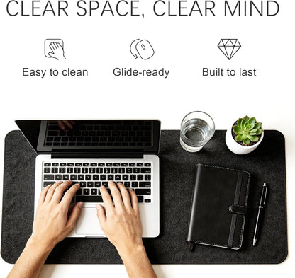 Felt Desk Mat,Large Mouse Pad Desk Mat for Office & Home,Non-Slip Desk Blotter,Felt Desktop Mat for Laptop,Computer,Writing 27.6"x13.8" Dark Gray