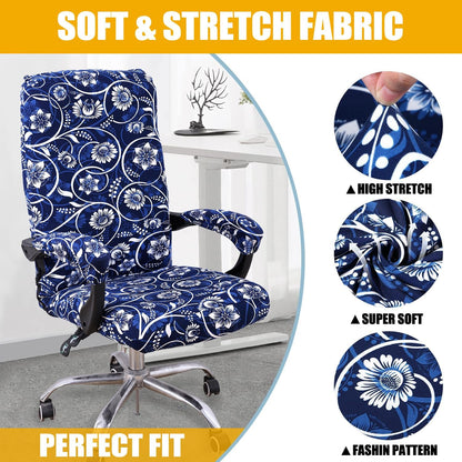 Smiry Stretch Printed Office Chair Armrest Covers, 2 Pcs Soft Fit Removable Washable Computer Desk Chair Arm Covers Protector, Black
