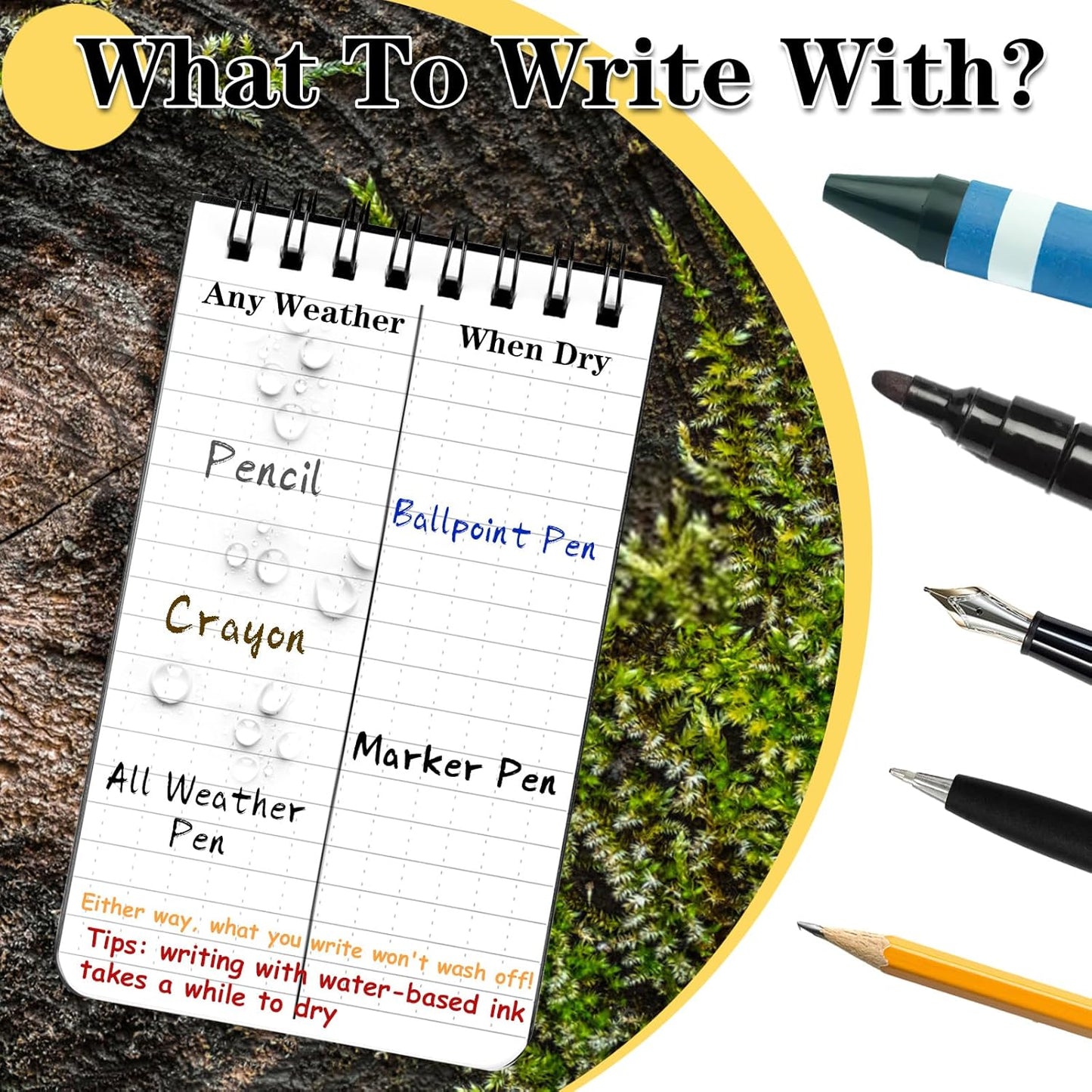 COIDEA Waterproof Notebook, 4 Pack Top-Spiral Pocket Notepad, 3" x 5" Weatherproof NotePad, All Weather Police Pocket Notebook Little Memo Steno Note Pads for Outdoor Office School Recording, Black