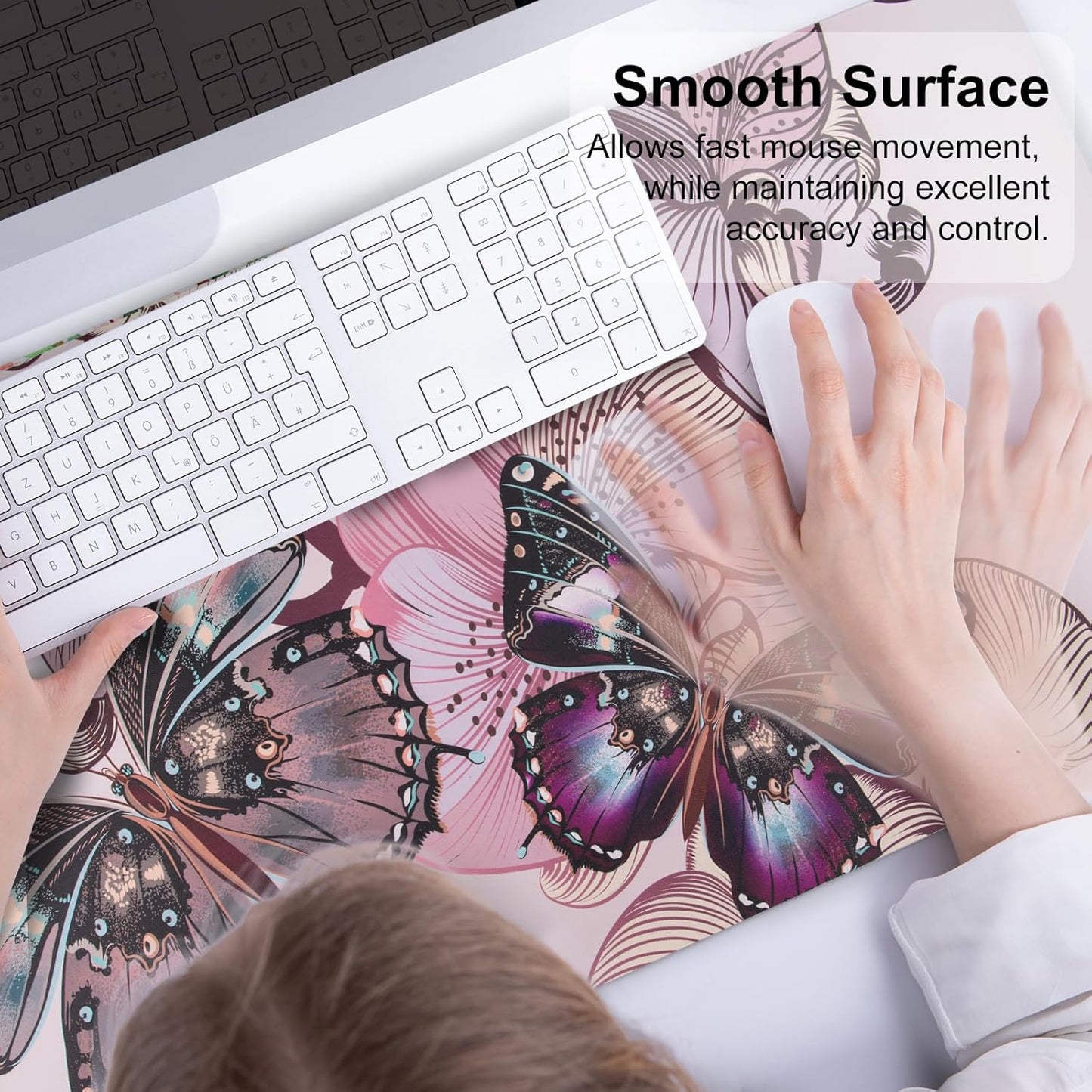 QIYI Large Mouse Pad, Cute Pink Desk Mat for Desktop, Women Girls PU Leather Desk Pad Waterproof Gaming Mousepad, Rose Gold Marble Computer Protector Writing Pad for School Office Home 31.5" x 15.7"