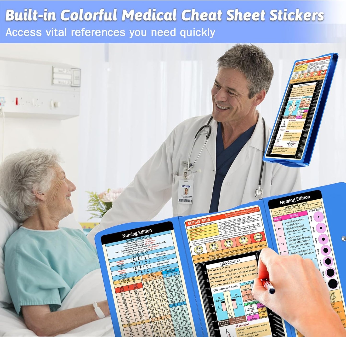 Clipboard Foldable Without Edition Cheat Sheets Aluminum 3 Layers Foldable Clipboards Pocket Size Profile Clip Clipboards Notepad for Students, Nurses,Contractor Trucker Driver