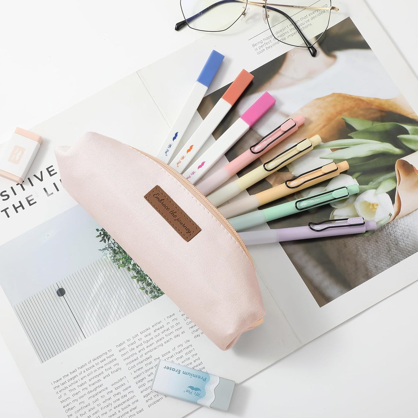 Mr. Pen- Cute Pencil Case Pouch, Multipurpose Canvas Bible Pencil Pouch, Smooth Zipper, Premium Material, Neat Stitches, Ideal for Stationery, Cosmetics, Electronics, School, Office, Travel