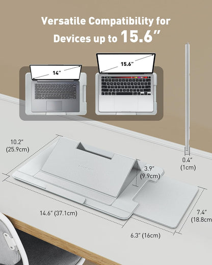 AboveTEK Adjustable Laptop Lap Desk, 3 Ergonomic Angles, PU Leather Non-Slip Surface, Heat Shield, Retractable Mouse Pad, Portable Laptop Lap pad Workstation for Bed, Sofa, Travel