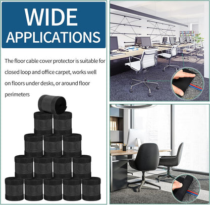 WILLBOND Carpet Cord Cover Cable Protector Floor Cover Cable Protector Management Only for Commercial Office Carpet(19.69 ft,Black)