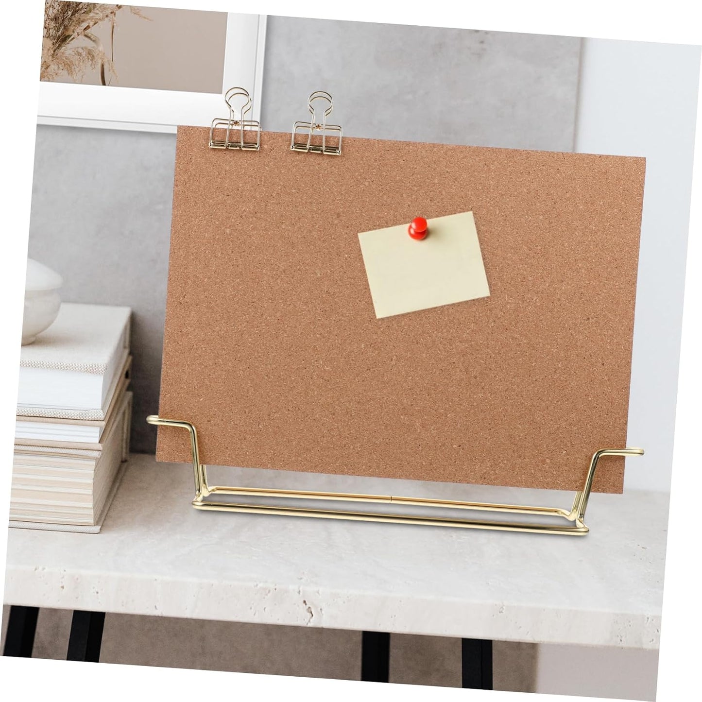 STOBOK 12X8.66 Inch Cork Board with Stand and Frame Small Desktop Bulletin Board for Office Message Photo Display Reusable Pin