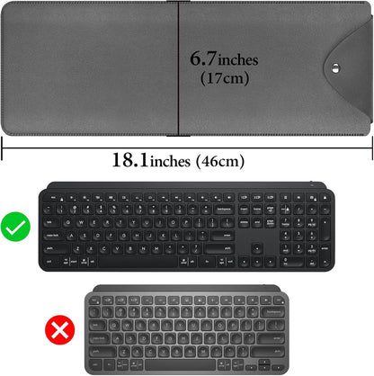 Geekria Slim Keyboard Sleeve Case, Vegan Leather Travel Portable Bag, Compatible with Apple Magic Keyboard with Numeric Keypad, Logitech MX Keys S/MX Keys / MK955(Light Gray)