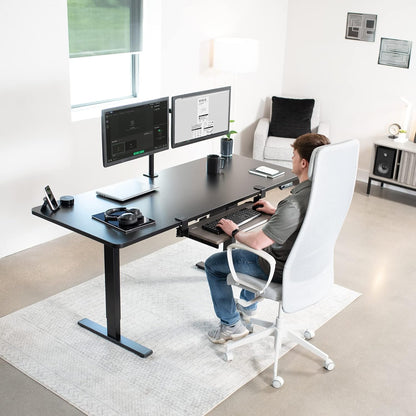 VIVO Large Keyboard Tray Under Desk Pull Out with Extra Sturdy C Clamp Mount System, 27 (33 Including Clamps) x 11 Inch Slide-Out Platform Computer Drawer for Typing, Black, MOUNT-KB05E