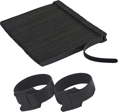 12 Inch Black Cable Ties 50 PCS Reusable Fastening Cable Straps Adjustable Hook & Loop Organizer Straps Cords Management for Home, Office and Data Centers