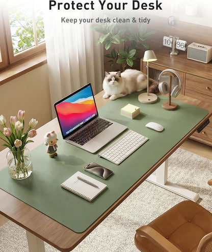 Aothia Leather Desk Pad Protector, Mouse Pad, Office Desk Mat, Non-Slip PU Leather Desk Blotter, Laptop Desk Pad, Waterproof Desk Writing Pad for Office and Home (Brown,23.6" x 13.7") - Colors B
