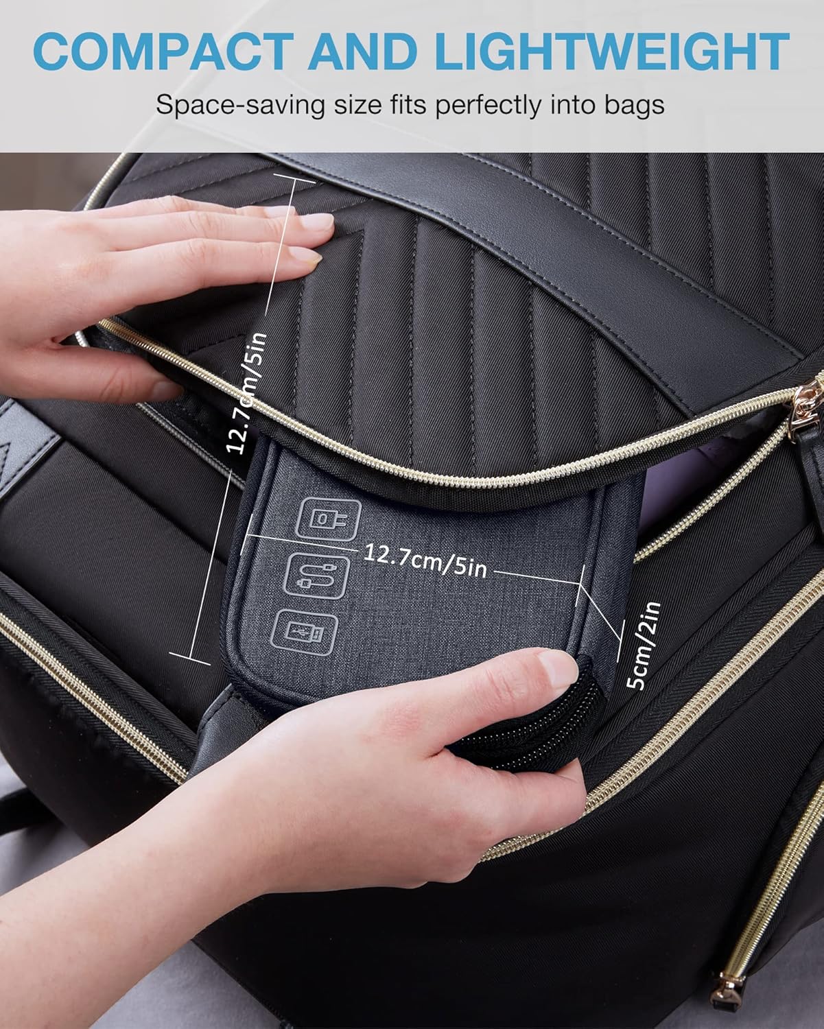 BAGSMART Cord Organizer Travel Cable Organizer Bag Tech Electronic Organizer Travel Case, Travel Essentials for Charger, Cable, Phone, Flash drive, Single Layer - Black