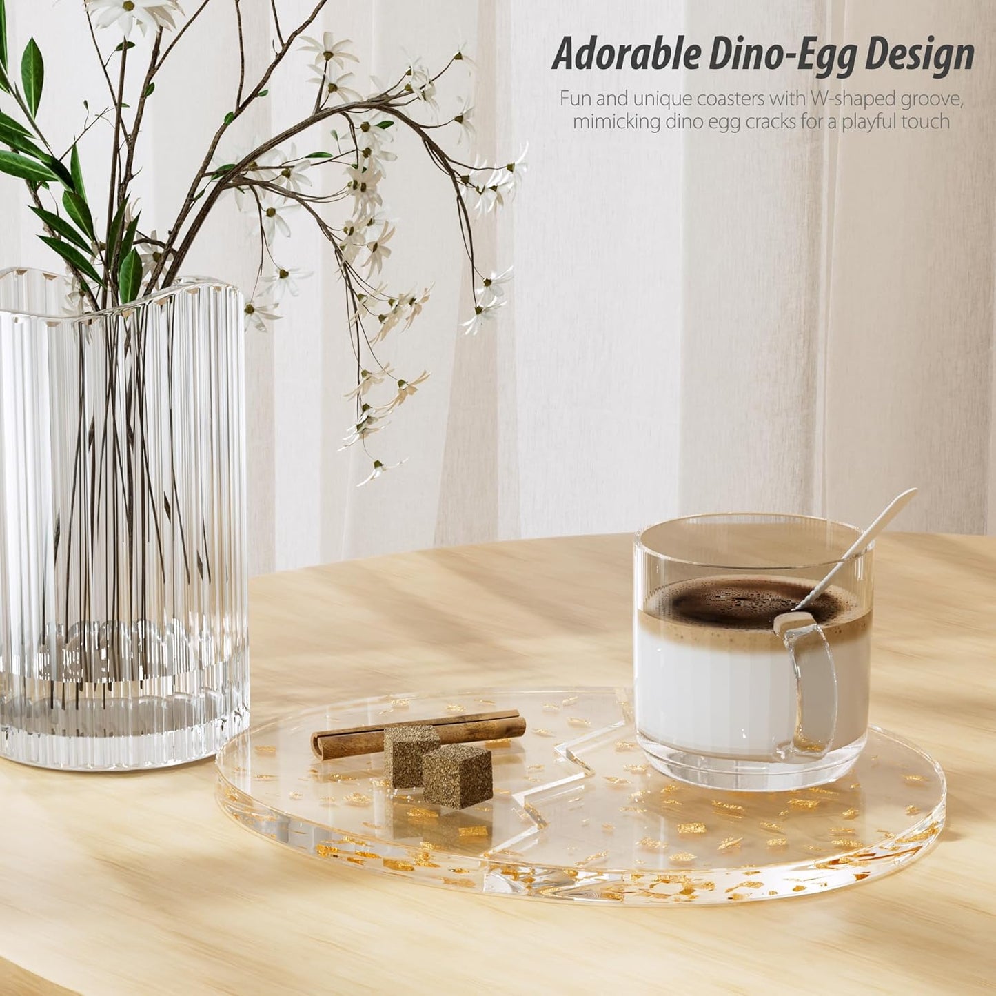 Acrylic Coaster Decorative Plates, Irregular Bar Drink Coaster, Clear Cloud Shape Coffee Cup Coaster, Perfect for Tabletop Protection and Accessories Display.(Gold)