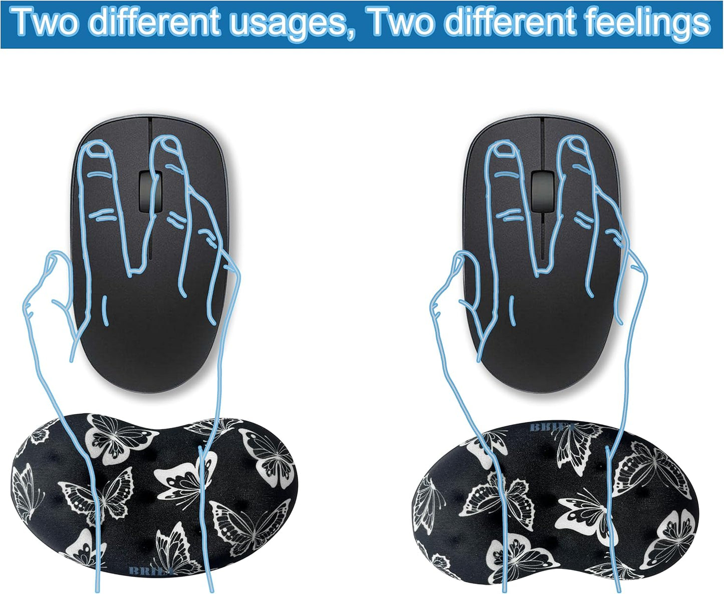 BRILA Ergonomic Memory Foam Mouse Wrist Rest Support Pad Cushion for Computer, Laptop, Office Work, PC Gaming - Massage Holes Design - Wrist Pain Relief (Black Mouse Wrist Rest)