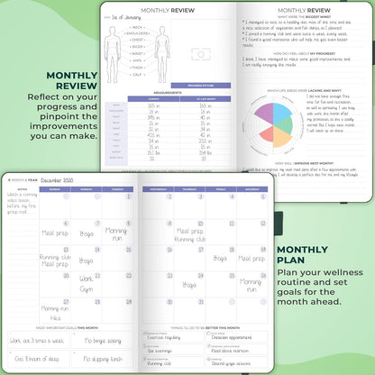 Clever Fox Fitness & Food Journal – Nutrition & Workout Planner for Women & Men – Diet & Gym Exercise Log Book with Calendars, Diet & Training Trackers - Undated, A5 Size, Hardcover (Forest Green)