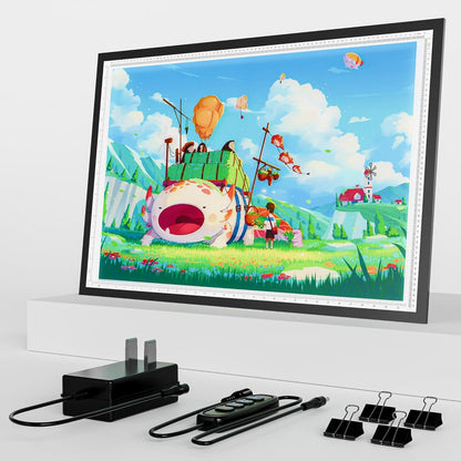 A2 Light Pad - 26"x19", 10000+ LUX Super Bright 10 Levels/Stepless Dimming 3 Colors Art Light Board Extra Large with UL Adapter for Diamond Painting, Tracing, Drawing, Sketching - Aluminum Frame