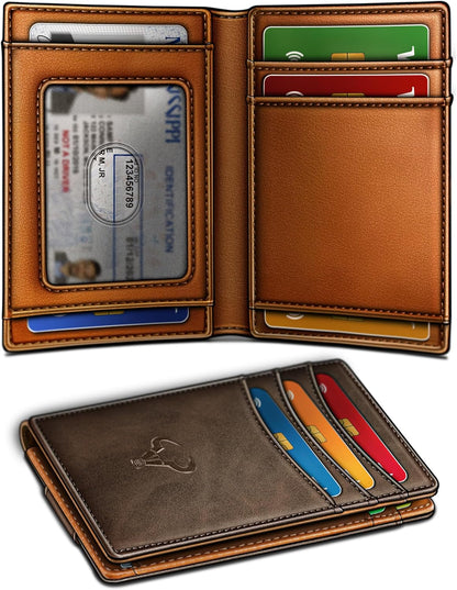 BULLIANT Men Airtag Wallet,Slim Wallet Money Clip Card Holder Magnetic Closure 12 Cards in Front Pocket RFID Blocking