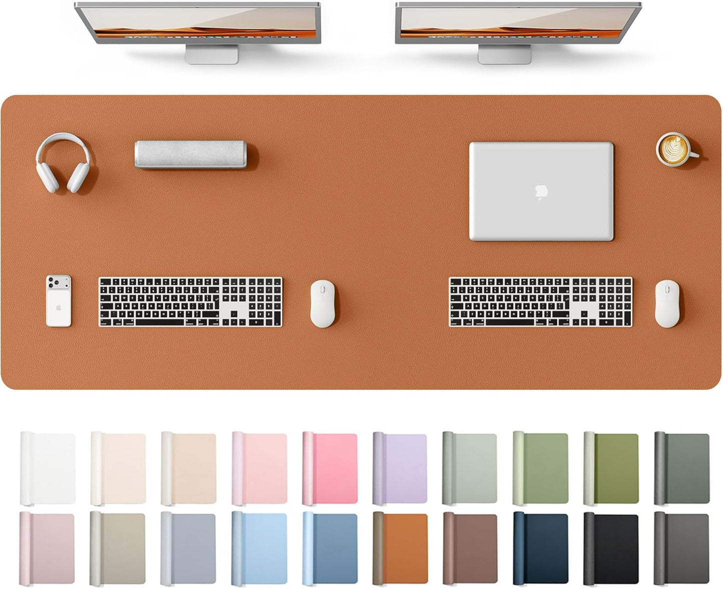 YSAGi Leather Desk Pad Protector, Large Mouse Pad, Non-Slip PU Leather Desk Blotter, Waterproof Writing Pad for Office and Home (31.5" x 15.8", Eggshell) - Colors B