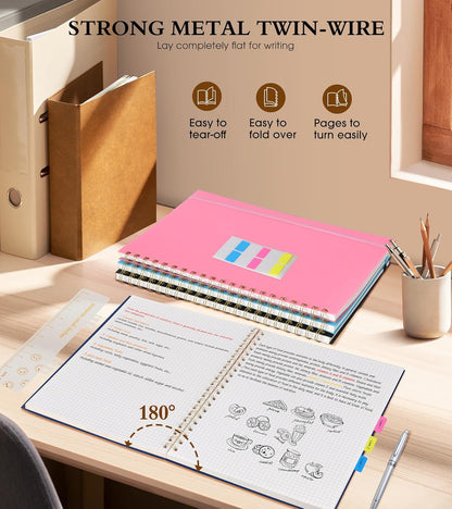 Dotted Notebook, Spiral Notebook Journal 8.5” x 11”, A4 Large Dot Grid Notebooks for Women Men, 100 GSM Dotted Paper, Plastic Hardcover Spiral Bullet Journals for Work School Sketching, Green