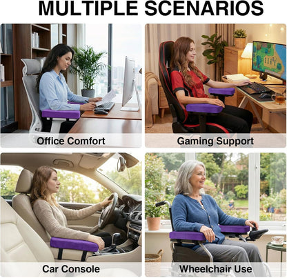 Smiry Ergonomic Office Chair Armrest Pads, Memory Foam Arm Rest Covers, Non-Slip Armrest Cushion with Adjustable Buckles and Straps, Elbow Relief for Desk, Gaming & Wheelchair (Black, Set of 2)