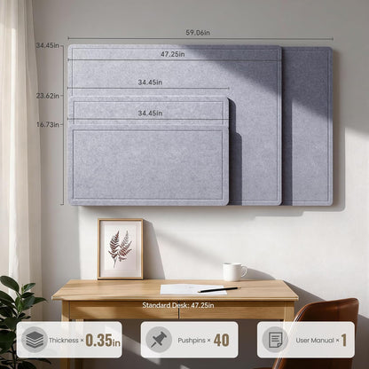 Large Bulletin Board, 35 X 17 Inches Felt Cork Board with 40 Pushpins, Foldable Felt Notice Pin Board Photo Display Board with Self-Adhesive Tape for Office Home School (Oatmeal, 35x17 inch)