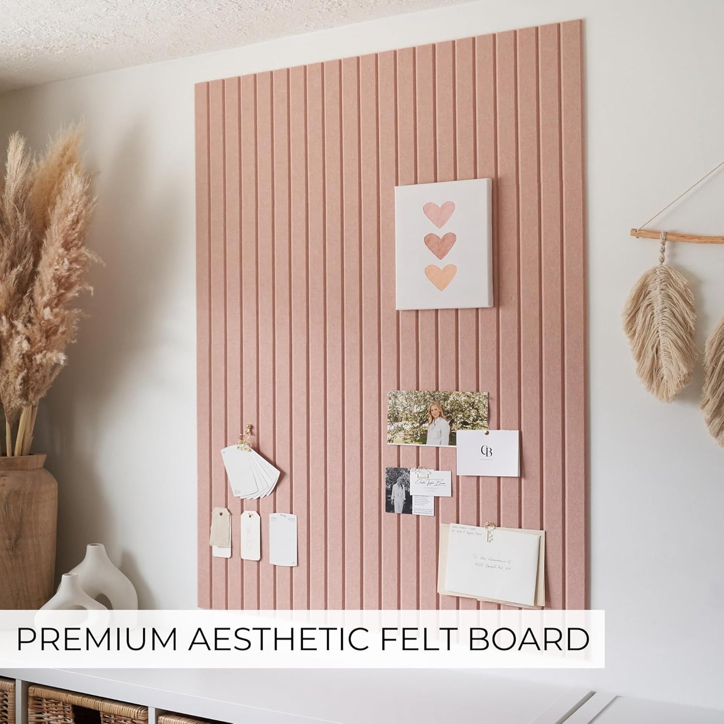 Large Felt Bulletin Board - Stylish Perfectly Sized 35" x 47" Cork Board Alternative for Office & Wall Decor – 12 Customizable Adhesive Tiles w/Golden Pins are Perfect to Display Your Photos