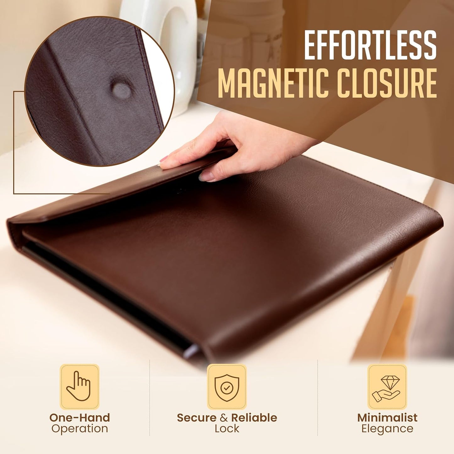 STYLIO Padfolio Portfolio Organizer Binder | Interview Resume Folder, Legal Document, Business Card Holder |w/Letter-Sized Notepad | Handsome Piano Noir Faux Leather Folio Matte Finish, Accent Stitch