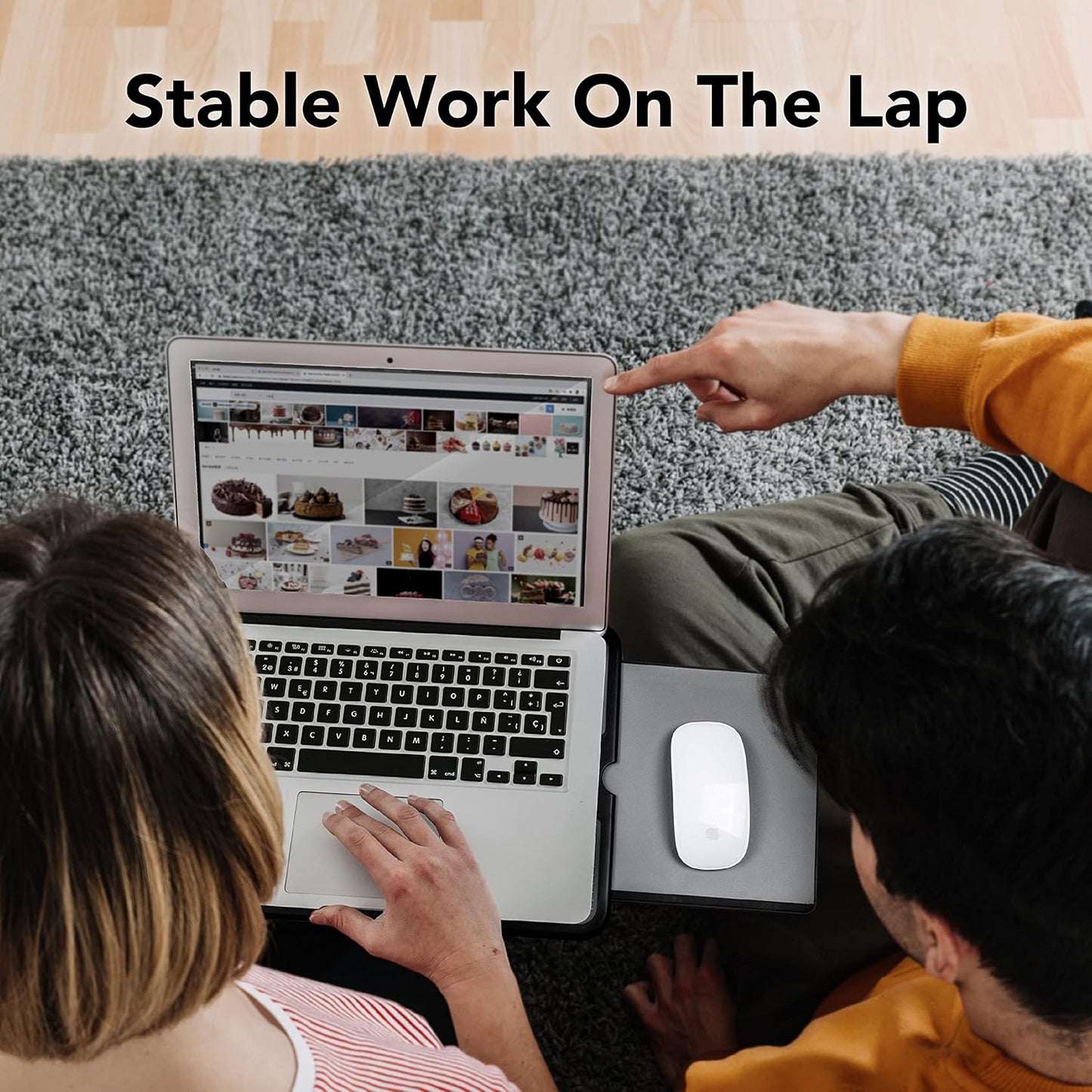 EHO Laptop Lap Pad - Laptop Stand Pad w Retractable Mouse Pad Tray, Anti-Slip Heat Shield Tablet Notebook Computer Stand Table w/Sturdy Stable Cooler Work Surface for Bed Sofa Couch or Travel