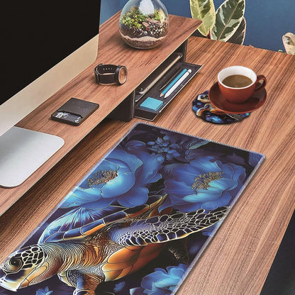 Mouse Wrist Rest and Keyboard Wrist Rest Pad Set, Non-Slip Rubber Base Smooth Surface Ergonomic Gaming Mouse Pad for Easy Typing and Pain Relief, Antique Blue Wood Grain Dog Paw + Coaster