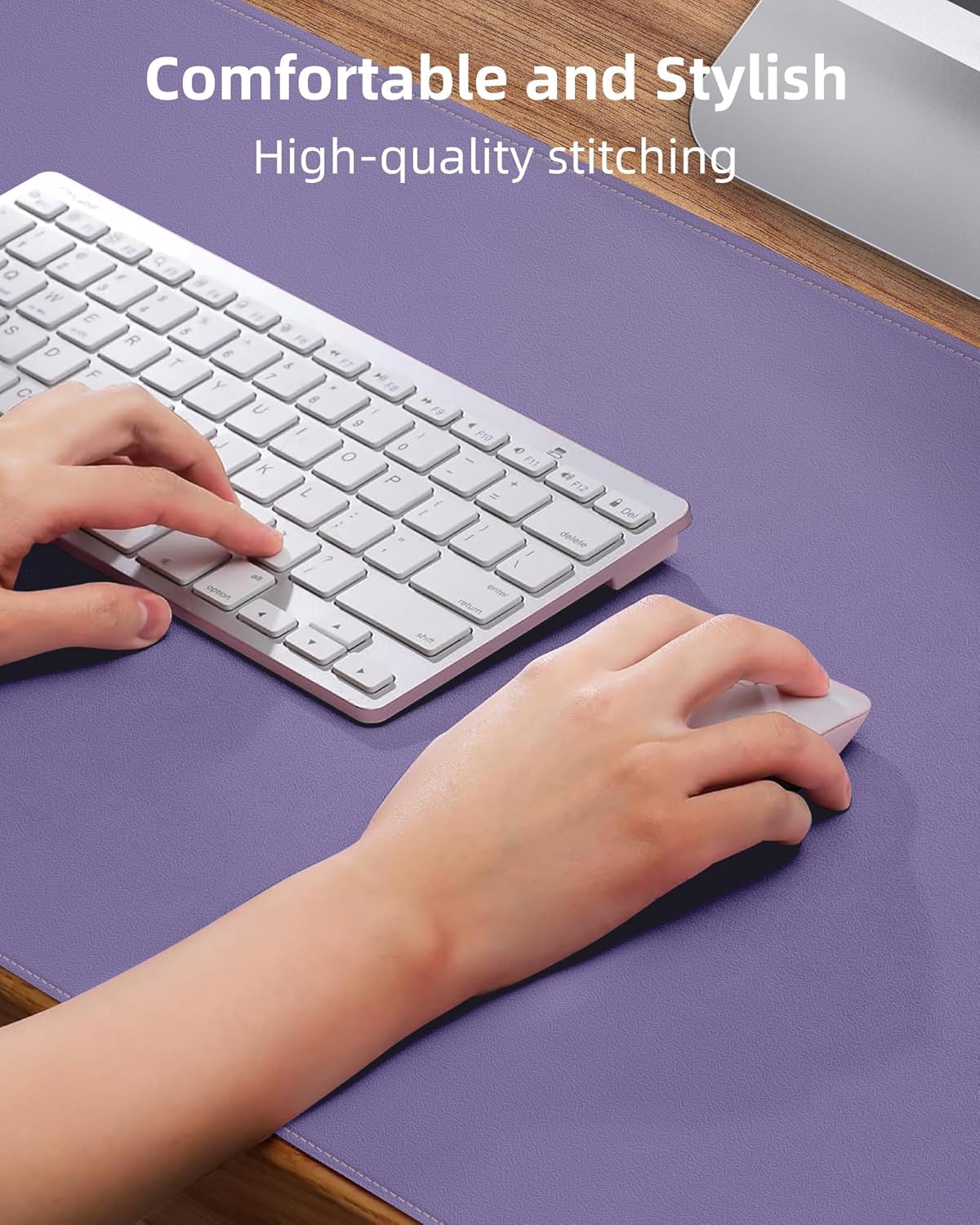 AFIING Desk Pad Protector 23.6" x 13.7" - Non-Slip Waterproof PU Leather Desk Mat for Mouse, Keyboard, Laptop, Office and Home Workspace (Beige)