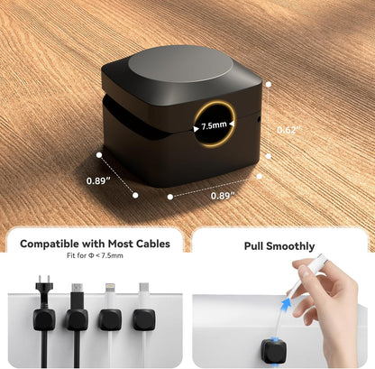 Rotatable Cord Organizer, Enhanced Spring Cable Clips, Strong Adhesive Cable Management, Desk Cord Holder for Nightstand, Office Accessories and Car (8*White)