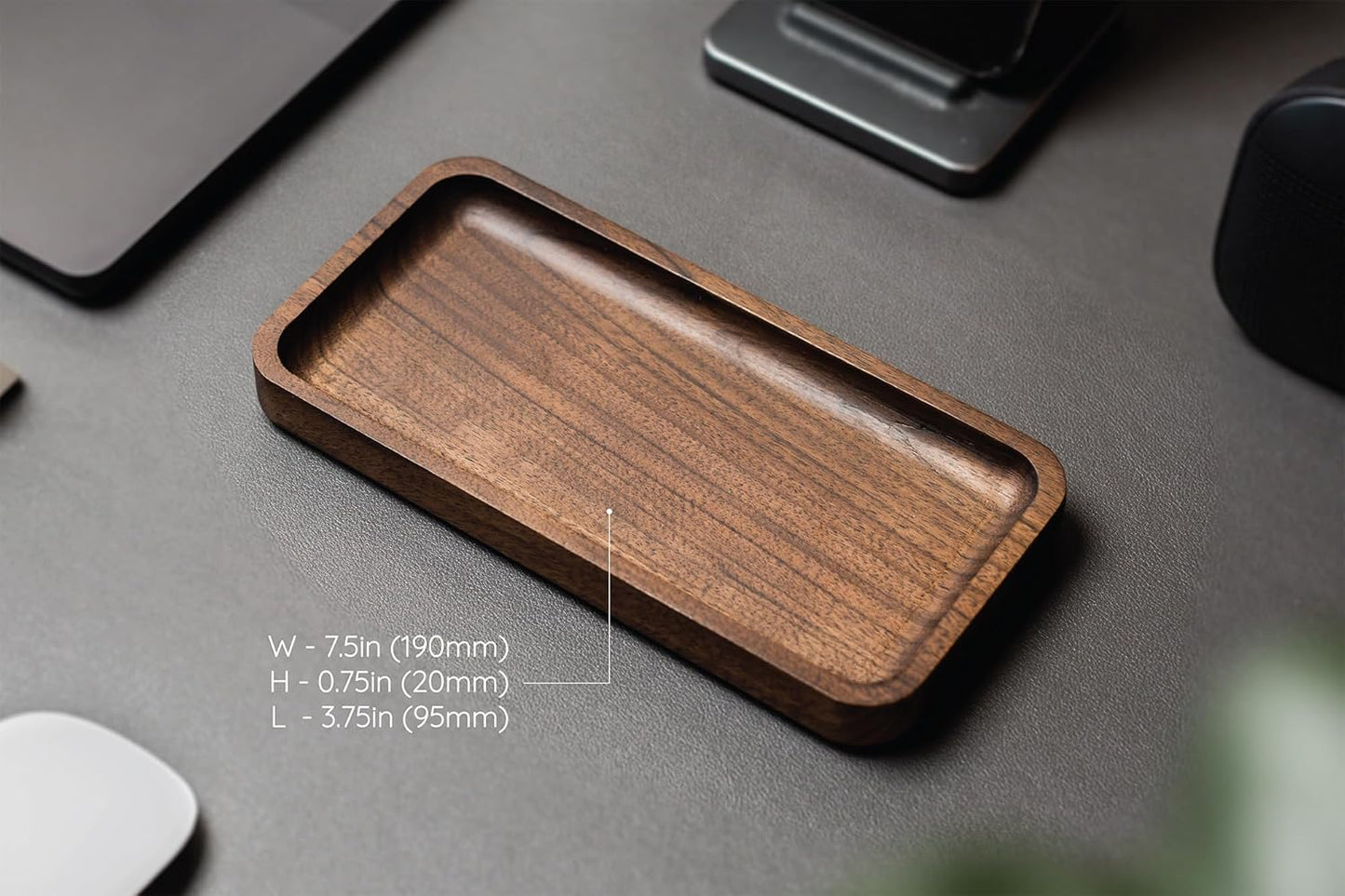 MUUJEE Wooden Desk Pen Pencil Organizer - 7.5 x 3.75 for Work Teacher Dad Wood Pencils Tray Work Minimalist Rustic, Gift for The Man who has it All