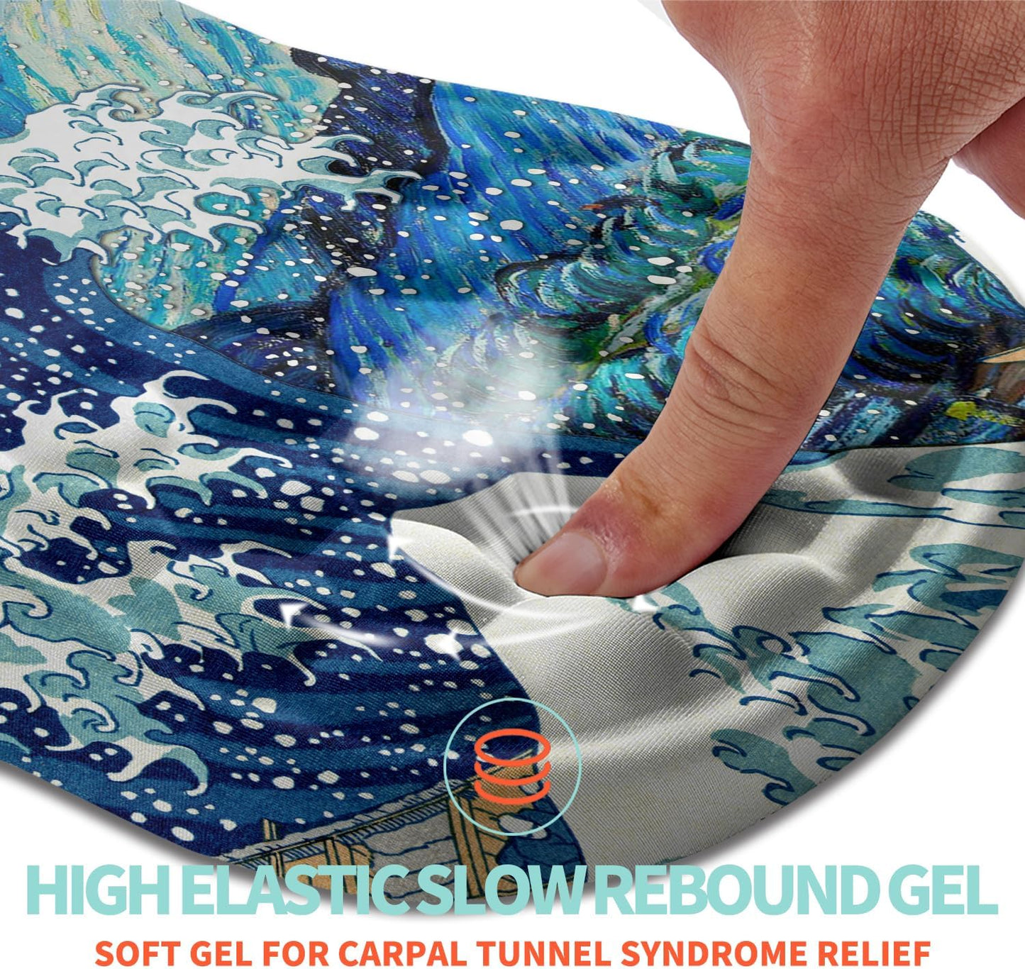 Ergonomic Mouse Pad Wrist Support with Memory Foam Massage Bulge, Carpal Tunnel Pain Relief Mousepad Wrist Rest for Mouse(12x8 inch, Silver Gray Light Purple)