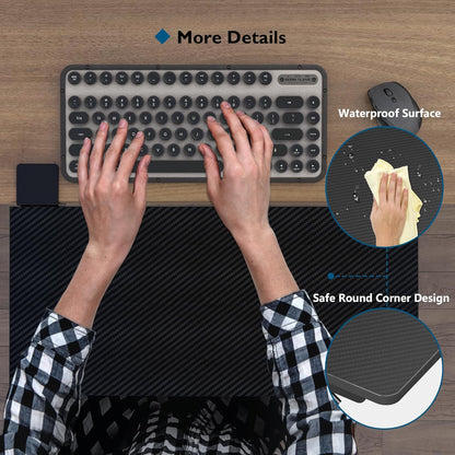 BONTEC Desk Extender Tray, 11.8"x5.9" Table Mount Arm Wrist Rest Shelf, 90°Foldable Elbow Support, Clamp on Computer Arm Rest for Desk, Office & Home Use, Durable & Easy to Install, Black Carbon Fiber