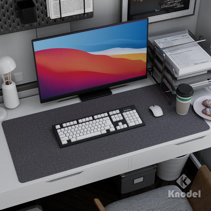 K KNODEL Felt Desk Mat, Large Desk Pad Protector, Office Computer Desk Mat for Keyboard, Non-Slip Mouse Pad (Dark Gray, 31.5"x11.8")