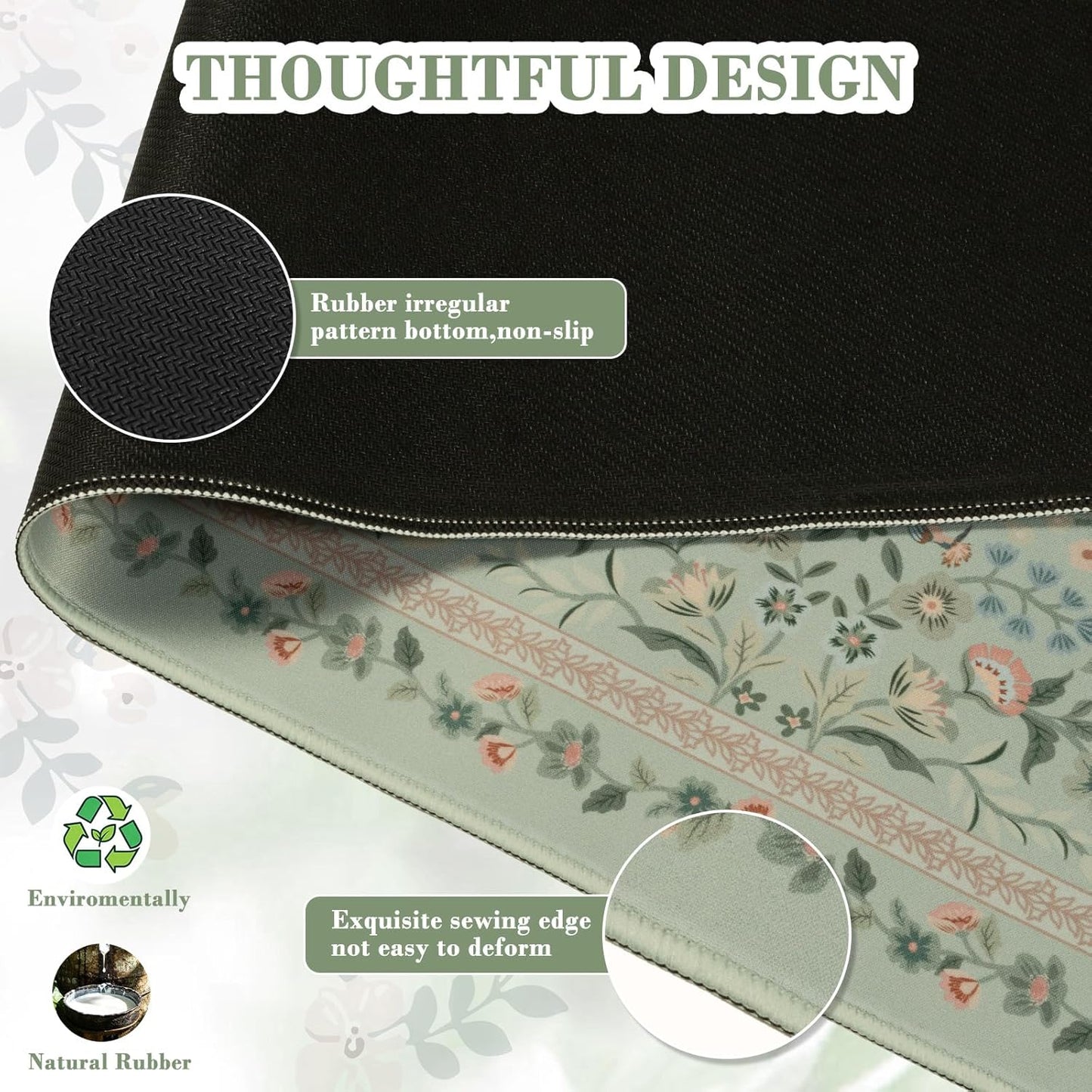 iCasso Desk Mat for Keyboard and Mouse, Large Mouse Pad, Desk Pad Mat, Anti-Slip Big Mousepad with Stitched Edges for Computer Desktop(Deep Green)