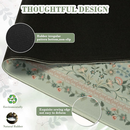 iCasso Desk Mat for Keyboard and Mouse, Large Mouse Pad, Desk Pad Mat, Anti-Slip Big Mousepad with Stitched Edges for Computer Desktop(Deep Green)