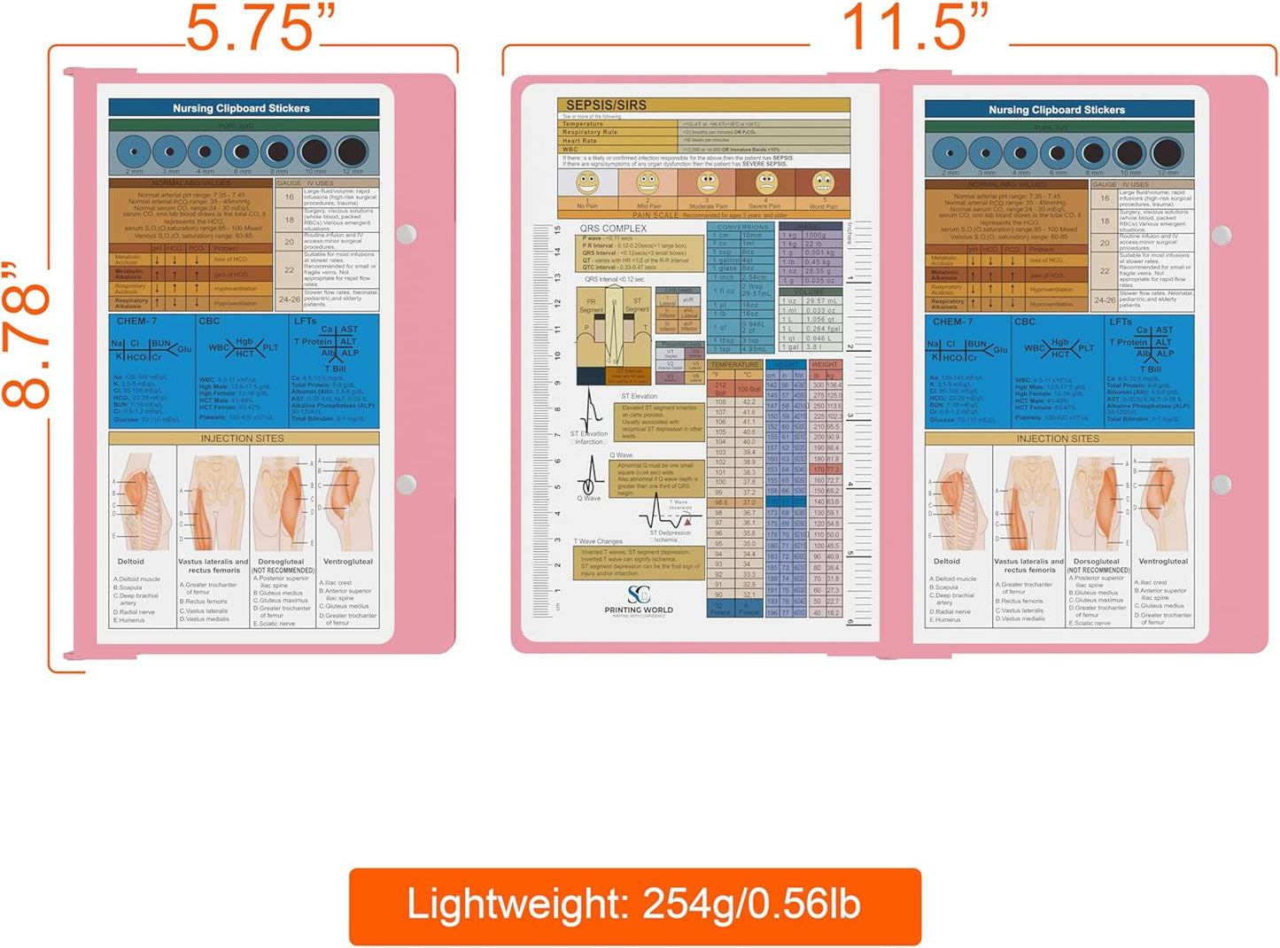 Nursing Clipboard with Nursing and Medical Edition Cheat Sheets Nursing School Essentials - Aluminum Foldable Nurse Clip Boards Essential Accessory for Efficient Patient Care (Mint)