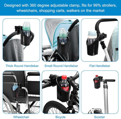 Accmor Stroller Cup Holder, Universal Cup Holder for Uppababy Nuna Doona Strollers, Bottle Drinks Holder for Wheelchair, Walker, Bike, Scooter